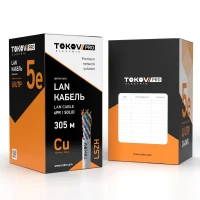Кабель витая пара U/UTP 4х2х24AWG(0.51мм) кат.5E нг(А)-HF (LSZH) indoor Fluke tested 305м (м) PRO TOKOV ELECTRIC TKP-C06-U42-5E-305-LSZH