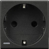 Розетка 1-м СП 2мод. Axolute 16А IP20 2P+E с центр. и боков. заземл. Schuko защ. шторки немецк. стандарт безвинт. клеммы антрацит Leg BTC HS4141W