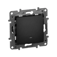 Переключатель 1-кл. СП Etika Plus 10А IP20 250В 10AX с подсветкой безвинтов. зажимы механизм антрацит IEK 672615