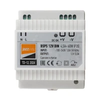 Блок питания для светодиодной ленты BSPS DIN 12В 4.5А=60Вт PL IP20 Pro+ JazzWay 5049963