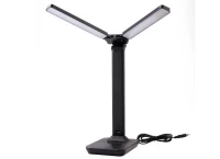 Светильник светодиодный настольный UF-819 C02 12Вт 6000К 3ур. яркости 2 плафона кожа черн. Ultraflash 15164