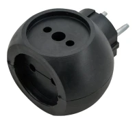 Разветвитель сетевой 10А (тройник) шар РВ-043 10А Si 1/3С-Bl черн. Volsten 13919