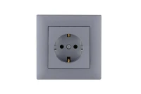 Розетка 1-м Karea RIZZ STAR с заземл. сер. Makel 88065028