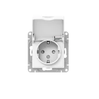 Розетка СП Эпика 16А IP44 с заземл. защ. шторки с крышкой механизм бел. EKF UP1-SOW-111-44