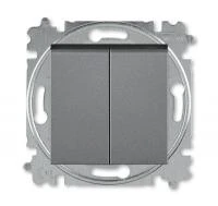 Выключатель 2-кл. СП Levit IP20 сталь/дым. черн. ABB 2CHH590545A6069