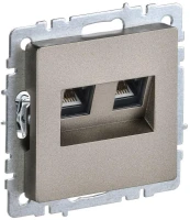 Розетка компьютерная двойная СП RJ45 кат.5E BRITE РК10-2-БрШ механизм шампань IEK BR-K20-1-K37