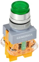 Кнопка D7-11D d22мм 1НО+1НЗ с подсветкой зел. GENERICA BBT50-11D-3-12-K06-G