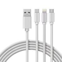 Кабель USB 3в1 Type-С (3А) Lightning (2.4А) micro USB (2А) 1м ПВХ Rexant 18-1127