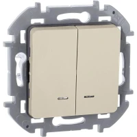 Выключатель 2-кл. Inspiria 10А IP20 250В 10AX с подсветкой/индикацией механизм сл. кость IEK 673631