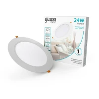 Светильник светодиодный Basic Downlight 24Вт 4000К IP20 2100лм 170-260В 225х26 круг бел. GAUSS 9030520224