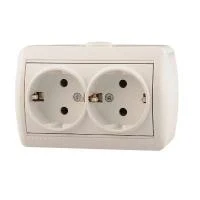 Розетка 2-м ОП Nata 16А IP20 с заземл. керамика бел. LEZARD 710-0200-127