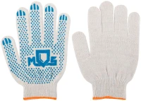 Перчатки вязаные (4 нити) 10 класс вязки х/б с ПВХ 12484