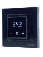 Термостат програмируемый с сенсорными кнопками и датчиком темпер. пола без расписания совместим с рамками с внутрен. размером 56х56мм Schneider Unica Exxact и Legrand Valena черн. Extherm ET-43(b)