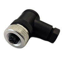 Разъем гнездовой М12 4А винт угловой резьба PG7 кабельн. часть пластик. СТЭЗ 185200131