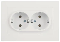 Розетка 2-м СП Accent 6-205-01М 16А IP20 250В 2P+E Schuko AL/CU бел. матов. Intro Б0063487