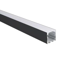 Профиль накладной PAL 3535-BLACK (комплект 2м 2глухих заглушки рассеиватель матов. 4клипсы крепежных) 2м анод. Pro JazzWay 5059054