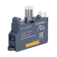 Блок контактный с клеммным безвинтовым зажимом со светодиодом на 220В бел. DKC MC-L220WPP