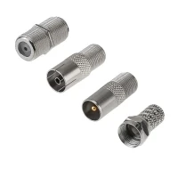 Набор антенный №10 кабель RG-6U 5м штекер F (4шт) бочка (1шт) переходник гнездо F - шт TV (2шт) переходник гнездо F - гнездо TV (1шт) Rexant 06-3089