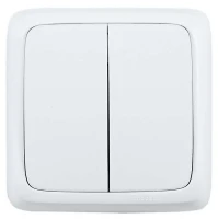 Выключатель 2-кл. ОП Альфа 16А IP20 250В с изолир. пластиной бел. HEGEL ВА16-153