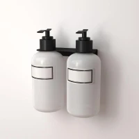 Держатель дозатора для жидкого мыла и шампуней на 2 флакона настенный черн. Rexant 38-0699