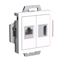 Розетка 2-м AtlasDesign HDMI+RJ45 кат.5E механизм бел. SE ATN000182