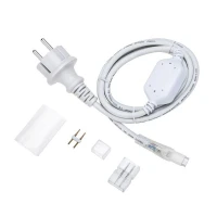 Набор установочный для двухсторон. гибкого неона 8х16мм (шнур питания каучук с диодным мостом и вилкой; заглушка; переходная муфта; игла) 1.5м Neon-Night 134-502