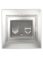 Розетка СП Plano 1-303-03 информационная RJ45 IP20 алюм. Intro Б0030086