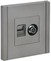 Розетка 2-м TV+RJ45 кат.5E FORTE&PIANO FP536 сталь IEK FP-AK20-1-K46
