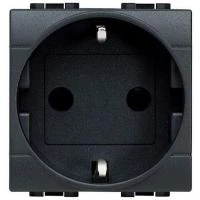 Розетка 1-м СП 2мод. LivingLight 16А IP20 2P+E с заземл. защ. шторки антрацит Leg BTC L4141
