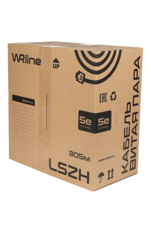 WR-FTP-4P-C5E-LSZH-GY Витая пара, экран., F/UTP, кат., 5e, 4 пары (0,50 мм), одножил., внут., LSZH, нг(A)-HF, серый, 305 м | 505752 | WRLine