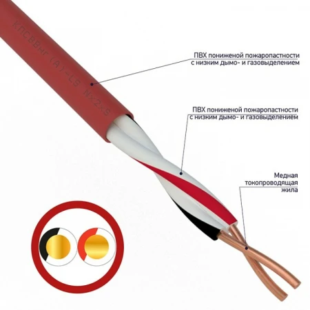 Кабель для пожарной сигнализации REXANT КПСВВнг(А)-LS 1x2x1,00 мм?, бухта 200 м |01-4862 | REXANT