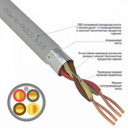 Кабель огнестойкий REXANT КПСЭнг(А)-FRLSLTx 2x2x1,00 мм? бухта 200 м | 01-4939-1 | REXANT