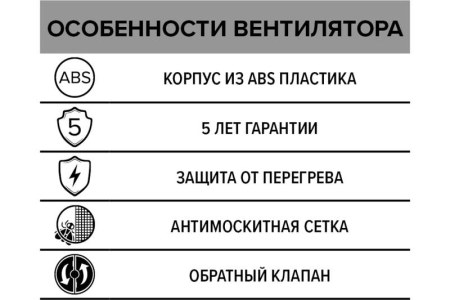 Вентилятор осевой с антимоскит. сеткой с обрат. клапаном D 125 ERA E 125 SC