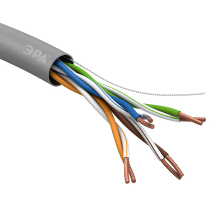 ЭРА Кабель витая пара U/UTP 4x2x24 AWG Cat5e CU PVC 305м | Б0044429 | ЭРА