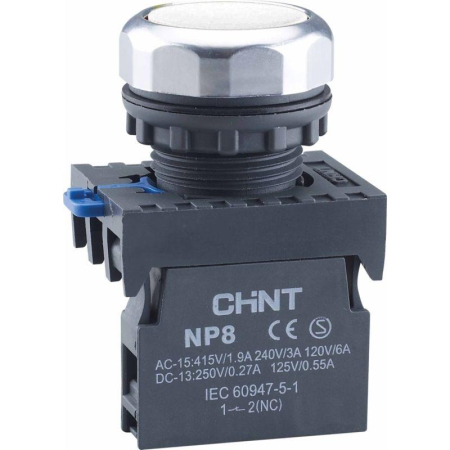 Кнопка управления NP8-20BND/1 подствет. самовозв. AC110-230В(LED) 2НО IP65 (R) бел. CHINT 667642