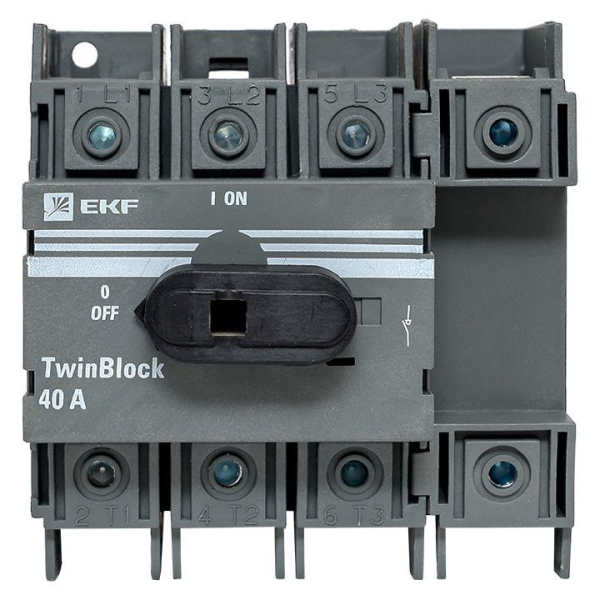 Рубильник 4п 40А с рукояткой управления для прямой установки TwinBlock EKF tb-40-4p-f