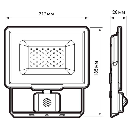 Прожектор светодиодный PFL-C3 SENSOR 50Вт 6500К IP65 ДО закален. прозр. стекло Pro JazzWay 5026940A