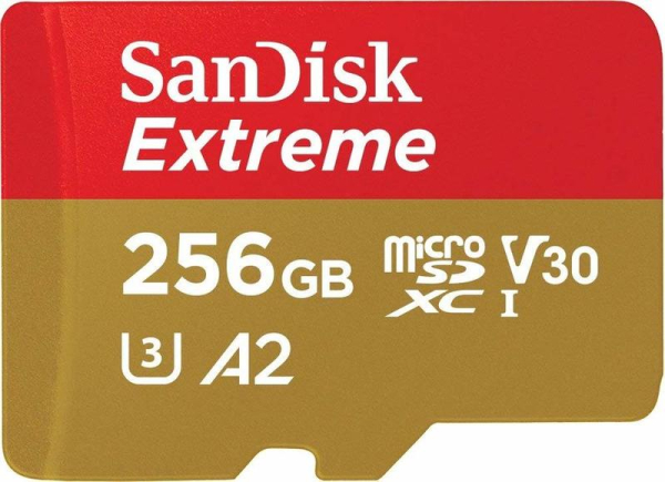 Карта памяти Extreme microSDXC 256GB + SD Adapter + Rescue Pro Deluxe 160MB/s A2 C10 V30 UHS-I U5 SANDISK SDSQXA1-256G-GN6MA
