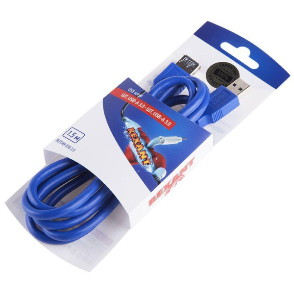 Шнур штекер USB A 3.0 - гнездо USB A 3.0 1.5м блист. Rexant 06-3159