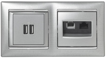 Розетка USB 2-м СП Valena алюм. Leg 770270