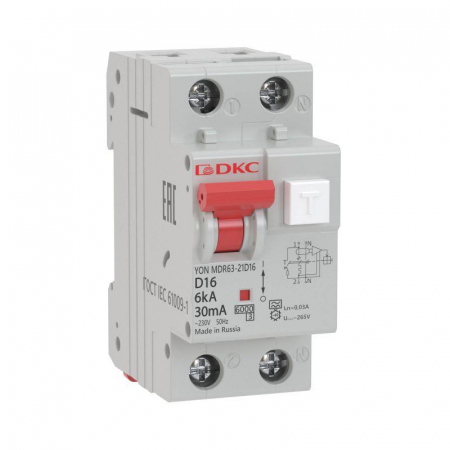 Выключатель автоматический дифференциального тока с защитой от сверхтоков YON MDR63-22C32-A 2п 30мА DKC MDR63-22C32-A